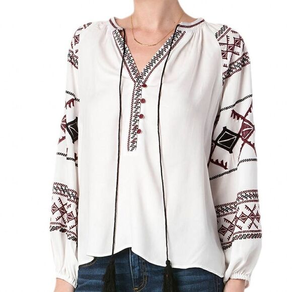 Miss Me Tops - NWT Miss Me Embroidered Peasant Top